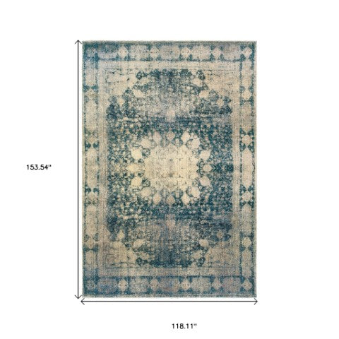 Homeroots 4' Ivory Oriental Area Rug – Distressed Design For A Timeless Touch In Any Home Décor Space 10' X 13' Polypropylene,Polyester 576372