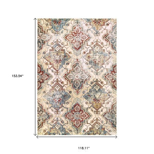 Homeroots 4' Ivory And Gold Oriental Area Rug - Elegant Power Loom Design For Warmth And Style In Any Space 10' X 13' Polypropylene,Polyester 576373