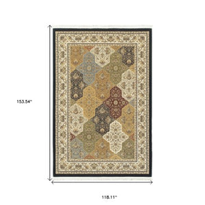 Homeroots 4' Navy Blue Oriental Area Rug With Fringe – Stylish, Stain-resistant Design For Every Home Space 10' X 13' Polypropylene 576375