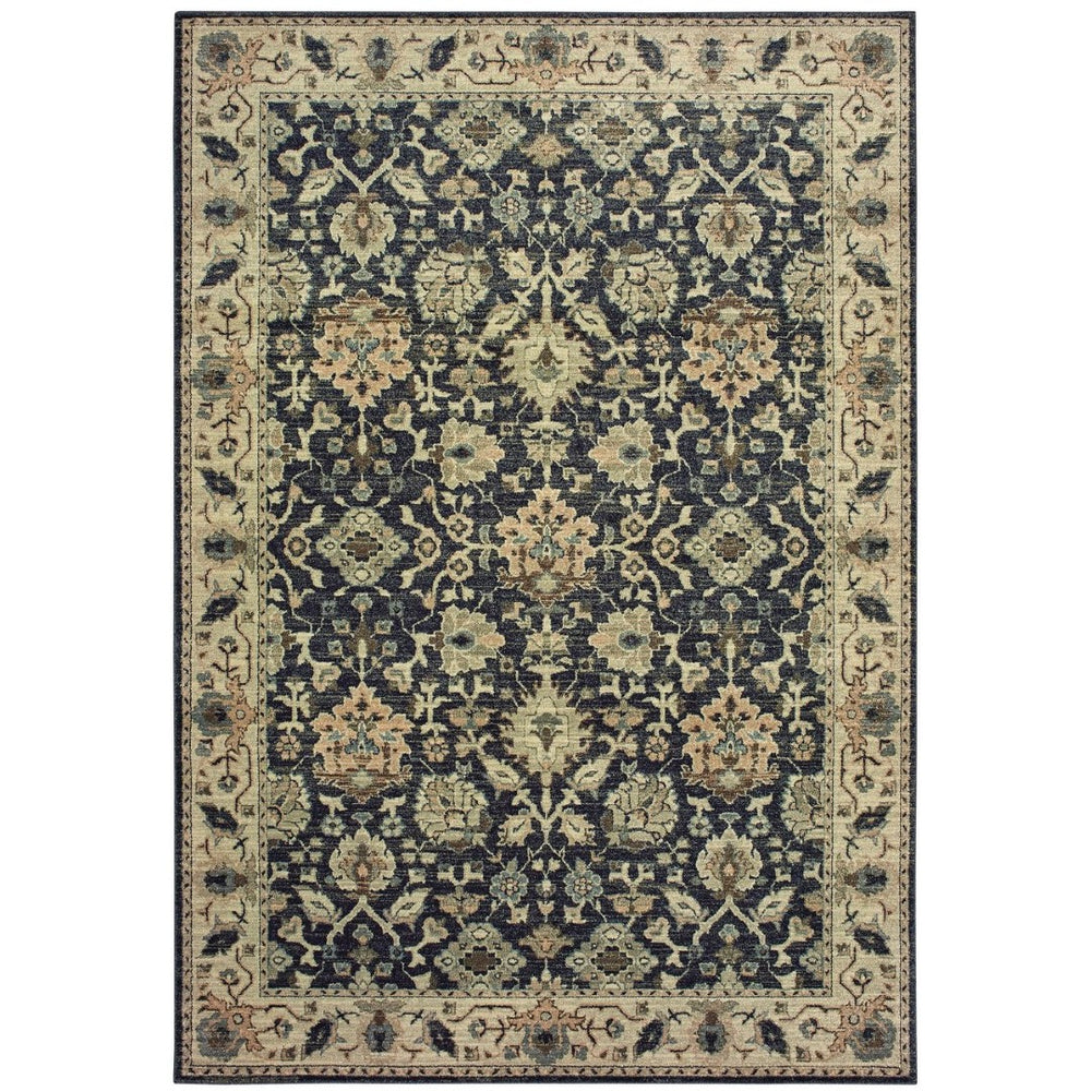 HomeRoots 10' Navy Blue and Ivory Oriental Area Rug – Timeless Elegance, Durable, Stain-Resistant Design for Homes 10' X 13' 576377