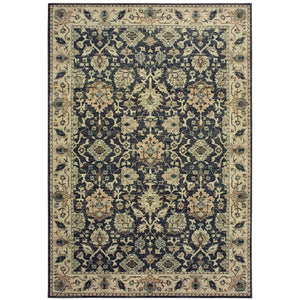 HomeRoots 10' Navy Blue and Ivory Oriental Area Rug – Timeless Elegance, Durable, Stain-Resistant Design for Homes 10' X 13' 576377