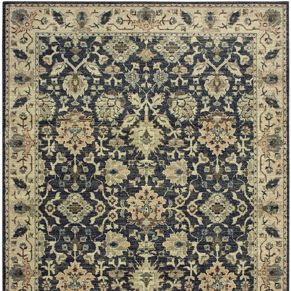 Homeroots 4' Navy Blue Oriental Area Rug - Stain Resistant, Stylish Design For Pets And Kids, Perfect For Any Room 10' X 13' Polypropylene 576377