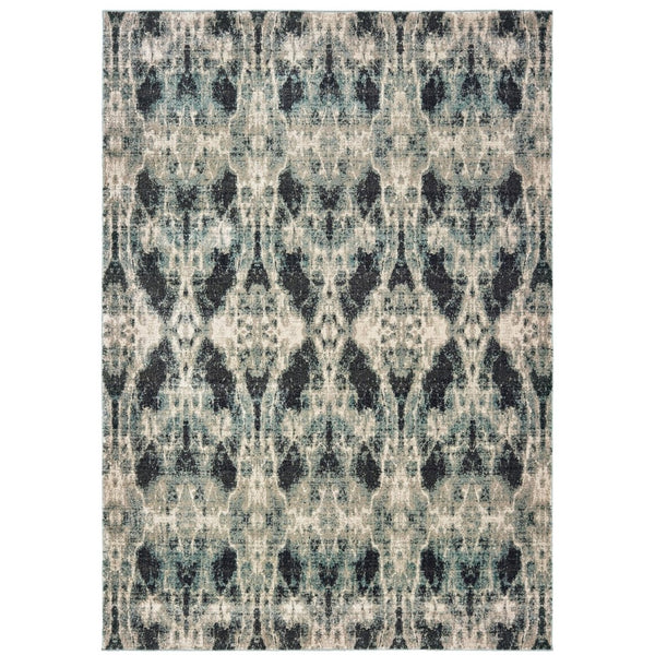 HomeRoots 10' Gray and Blue Abstract Area Rug – Contemporary Style, Durable, Stain-Resistant for High-Traffic Areas 10' X 13' 576378