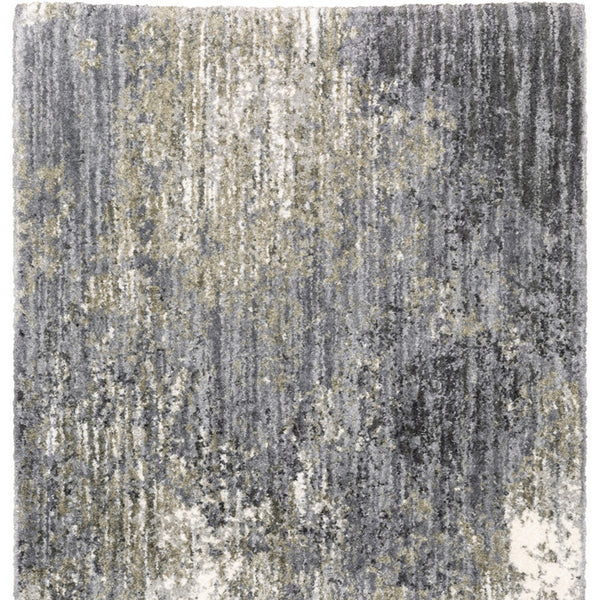Homeroots 4' Cozy Gray Abstract Shag Area Rug - Soft, Stain-resistant Design Perfect For Modern Homes 8' X 11' Polyester 576379