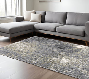 Homeroots 4' Cozy Gray Abstract Shag Area Rug - Soft, Stain-resistant Design Perfect For Modern Homes 8' X 11' Polyester 576379