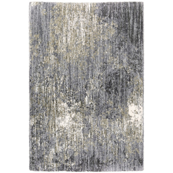 HomeRoots 4' Gray and Ivory Abstract Shag Area Rug - Plush Comfort and Modern Style for Any Room Decor 8' X 11' 576379