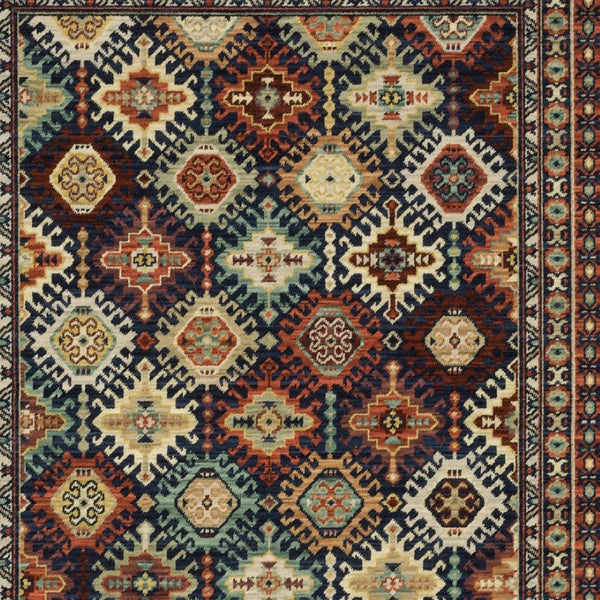 Homeroots 2' Navy Blue Oriental Area Rug With Elegant Fringe – Perfect For Adding Style And Warmth To Any Room 10' X 13' Wool Blend 576381