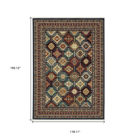 Homeroots 2' Navy Blue Oriental Area Rug With Elegant Fringe – Perfect For Adding Style And Warmth To Any Room 10' X 13' Wool Blend 576381