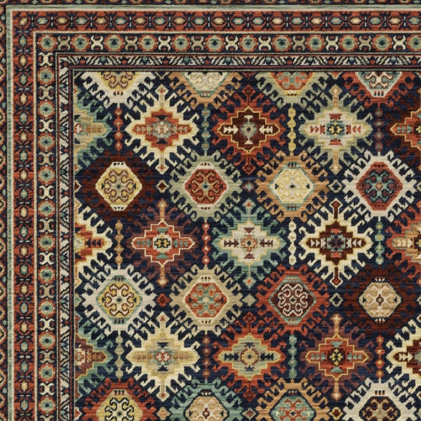 Homeroots 2' Navy Blue Oriental Area Rug With Elegant Fringe – Perfect For Adding Style And Warmth To Any Room 8' X 11' Wool Blend 576382