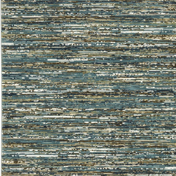 Homeroots 3' Stylish Blue Striped Area Rug - Stain Resistant, Comfortable Texture, Perfect For Homes With Kids & Pets 10' X 13' Polypropylene,Polyester 576383