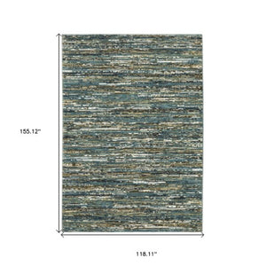 Homeroots 3' Stylish Blue Striped Area Rug - Stain Resistant, Comfortable Texture, Perfect For Homes With Kids & Pets 10' X 13' Polypropylene,Polyester 576383