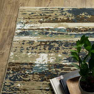 Homeroots 3' Beige Abstract Area Rug - Stylish Power Loom Design For Comfort, Stain Resistant & Versatile Decor 10' X 13' Polypropylene,Polyester 576384