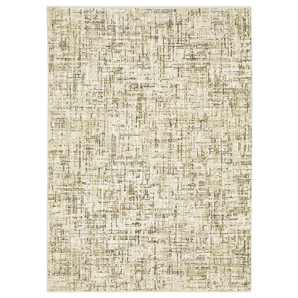 Homeroots 3' Ivory Abstract Area Rug - Elegant Stain-resistant Design For Cozy Living Spaces And Homes 10' X 13' Polypropylene,Polyester 576385