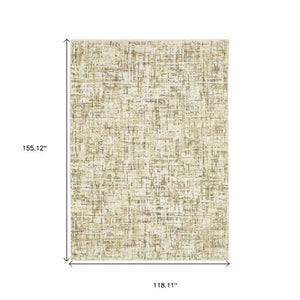 Homeroots 3' Ivory Abstract Area Rug - Elegant Stain-resistant Design For Cozy Living Spaces And Homes 10' X 13' Polypropylene,Polyester 576385