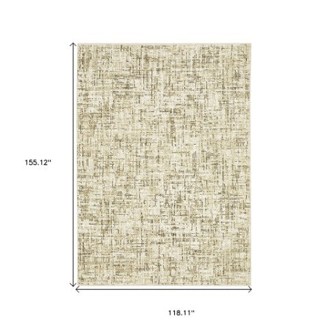 Homeroots 3' Ivory Abstract Area Rug - Elegant Stain-resistant Design For Cozy Living Spaces And Homes 10' X 13' Polypropylene,Polyester 576385