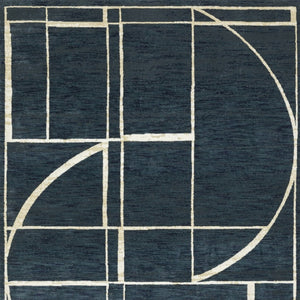 HomeRoots 3' Blue and Ivory Geometric Area Rug - Contemporary Design for High-Traffic Spaces, Stain-Resistant 10' X 13' 576386