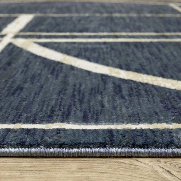 HomeRoots 3' Blue and Ivory Geometric Area Rug - Contemporary Design for High-Traffic Spaces, Stain-Resistant 10' X 13' 576386