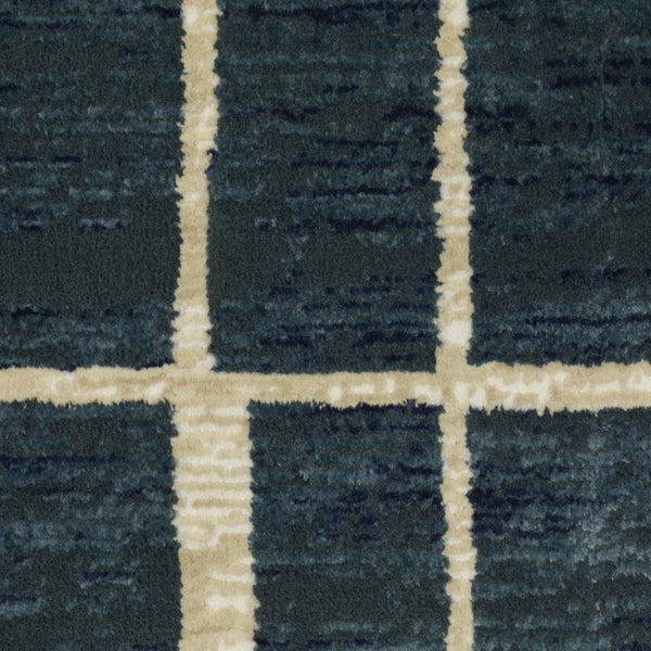 HomeRoots 3' Blue and Ivory Geometric Area Rug - Contemporary Design for High-Traffic Spaces, Stain-Resistant 10' X 13' 576386