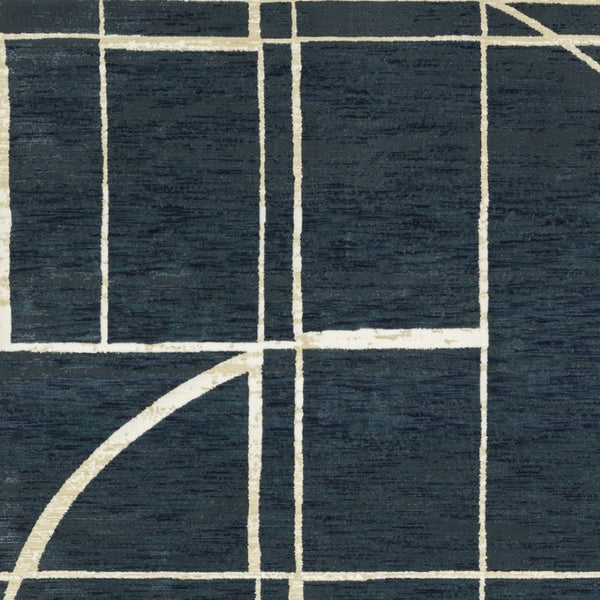 HomeRoots 3' Blue and Ivory Geometric Area Rug - Contemporary Design for High-Traffic Spaces, Stain-Resistant 10' X 13' 576386