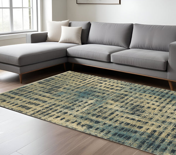 Homeroots 3' Beige Geometric Area Rug - Stylish, Stain Resistant, Perfect For Kids & Pets, Ideal For Any Room 10' X 13' Polypropylene,Polyester 576389