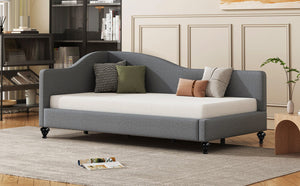 English Elm Twin L-shaped Linen Daybed with Solid Wood Legs for Bedroom or Studio Lounging SF100145AAE-1