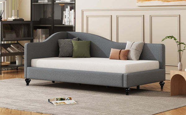 English Elm Twin L-shaped Linen Daybed with Solid Wood Legs for Bedroom or Studio Lounging SF100145AAE-1