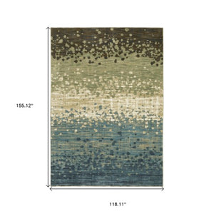 Homeroots 3' Blue Abstract Area Rug - Stain Resistant, Stylish Design For Kids And Pets, Perfect For Any Room 10' X 13' Polypropylene,Polyester 576390