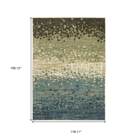 Homeroots 3' Blue Abstract Area Rug - Stain Resistant, Stylish Design For Kids And Pets, Perfect For Any Room 10' X 13' Polypropylene,Polyester 576390