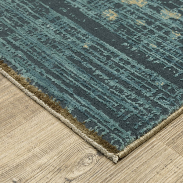 Homeroots 3' Blue Abstract Area Rug - Stain Resistant, Stylish Design For Kids And Pets, Perfect For Any Room 10' X 13' Polypropylene,Polyester 576390