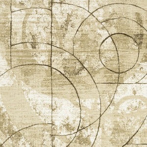 Homeroots 3' Artistic Beige Geometric Power Loom Area Rug - Stain Resistant, Perfect For Kids And Pets 10' X 13' Polypropylene,Polyester 576392