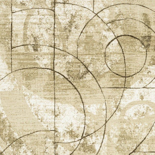 Homeroots 3' Artistic Beige Geometric Power Loom Area Rug - Stain Resistant, Perfect For Kids And Pets 10' X 13' Polypropylene,Polyester 576392