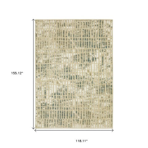 Homeroots 3' Beige Geometric Area Rug - Stylish, Stain Resistant Design For Kid And Pet-friendly Spaces 10' X 13' Polypropylene,Polyester 576394