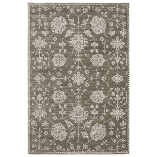 Homeroots 4' Gray Oriental Area Rug - Stylish, Stain-resistant Design For Cozy Spaces And Modern Decor 10' X 13' Polyester 576395