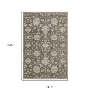 Homeroots 4' Gray Oriental Area Rug - Stylish, Stain-resistant Design For Cozy Spaces And Modern Decor 10' X 13' Polyester 576395