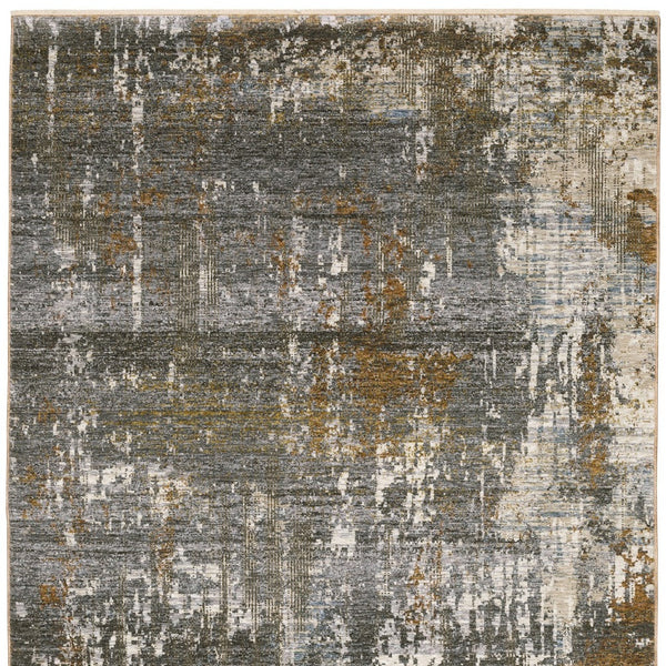 Homeroots 3' Gray Abstract Area Rug With Fringe - Stain Resistant Design For Stylish Home Décor And Comfort 10' X 13' Polyester 576400