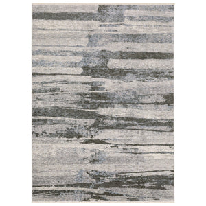 Homeroots 3' Gray Abstract Power Loom Area Rug With Fringe - Stylish, Stain-resistant Design For Any Decor 10' X 13' Polyester 576401