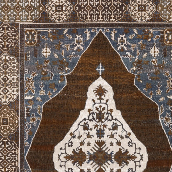HomeRoots 4' Gray and Blue Medallion Area Rug – Durable, Stylish Design for Entryways, Bedrooms, and More! 10' X 13' 576402