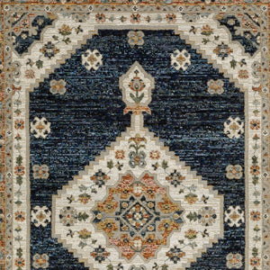 Homeroots 2' Blue Medallion Power Loom Area Rug - Stain Resistant, Soft Texture Perfect For Homes With Kids & Pets 8' X 11' Polypropylene 576403