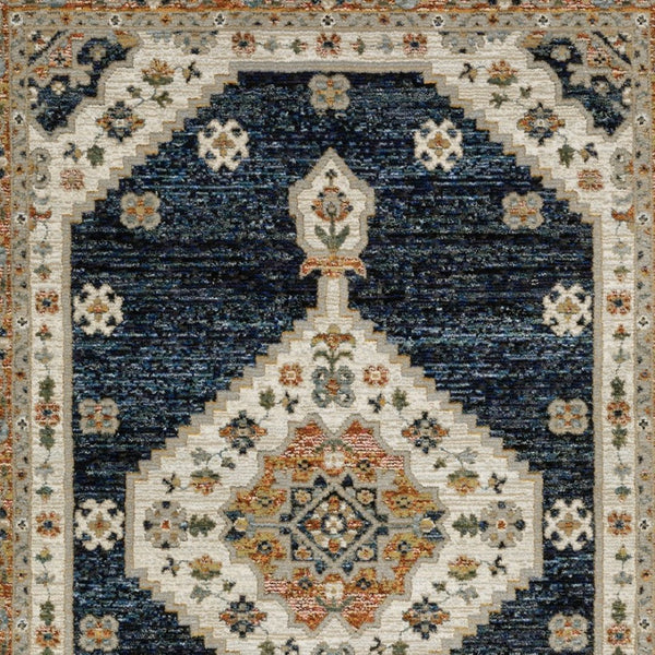 Homeroots 2' Blue Medallion Power Loom Area Rug - Stain Resistant, Soft Texture Perfect For Homes With Kids & Pets 8' X 11' Polypropylene 576403