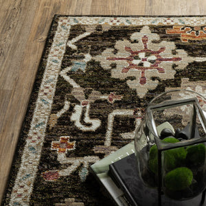 Homeroots 2' Elegant Brown Oriental Area Rug - Stain Resistant, Soft Texture, Perfect For Homes With Kids & Pets 9' X 12' Polypropylene 576406