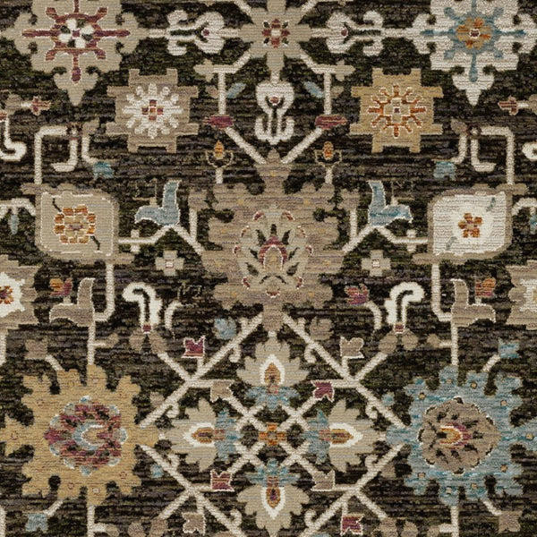 Homeroots 2' Elegant Brown Oriental Area Rug - Stain Resistant, Soft Texture, Perfect For Homes With Kids & Pets 9' X 12' Polypropylene 576406