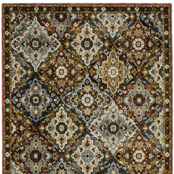 Homeroots 2' Charming Medallion Area Rug In Red, Yellow & Ivory - Stain Resistant For Homes With Kids & Pets 8' X 11' Polypropylene 576407