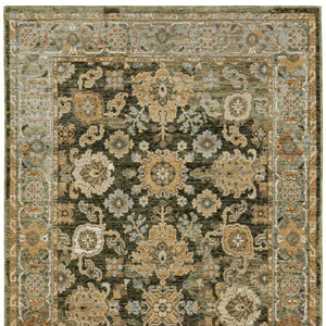 Homeroots 2' Enchanting Green Oriental Area Rug - Stain Resistant, Perfect For Homes With Kids And Pets! 9' X 12' Polypropylene 576410