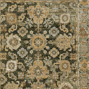 Homeroots 2' Enchanting Green Oriental Area Rug - Stain Resistant, Perfect For Homes With Kids And Pets! 9' X 12' Polypropylene 576410