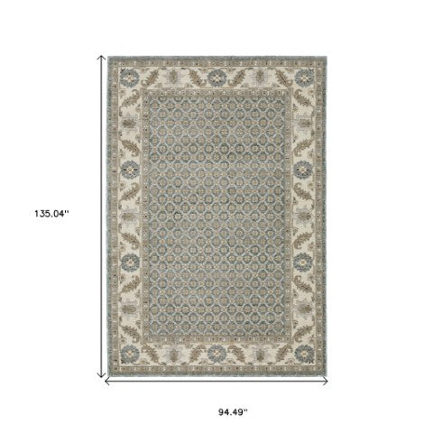 Homeroots 2' Blue Oriental Area Rug – Elegant Power Loom Design, Stain Resistant, Perfect For Pet-friendly Spaces 8' X 11' Polypropylene 576413