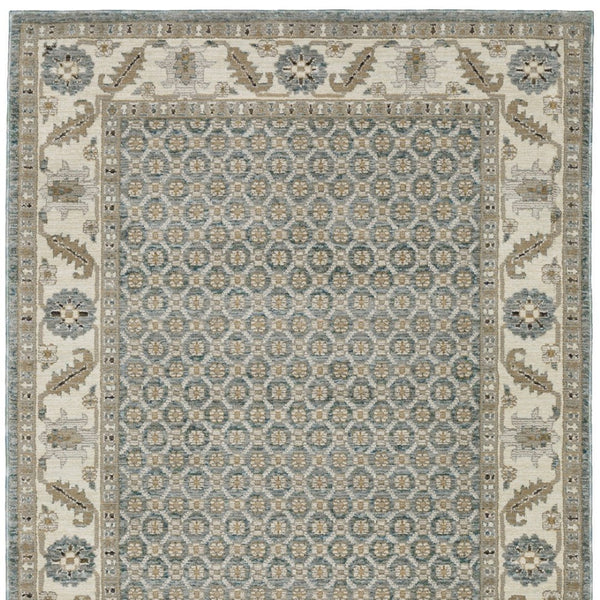 Homeroots 2' Blue Oriental Area Rug – Elegant Power Loom Design, Stain Resistant, Perfect For Pet-friendly Spaces 9' X 12' Polypropylene 576414