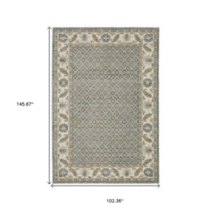Homeroots 2' Blue Oriental Area Rug – Elegant Power Loom Design, Stain Resistant, Perfect For Pet-friendly Spaces 9' X 12' Polypropylene 576414