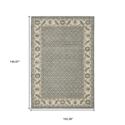 Homeroots 2' Blue Oriental Area Rug – Elegant Power Loom Design, Stain Resistant, Perfect For Pet-friendly Spaces 9' X 12' Polypropylene 576414