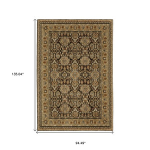 Homeroots 2' Brown Oriental Area Rug - Elegant Design, Stain Resistant, Perfect For Homes With Kids And Pets 8' X 11' Polypropylene 576417