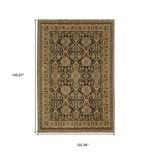 Homeroots 2' Brown Oriental Area Rug - Elegant Design, Stain Resistant, Perfect For Homes With Kids And Pets 9' X 12' Polypropylene 576418